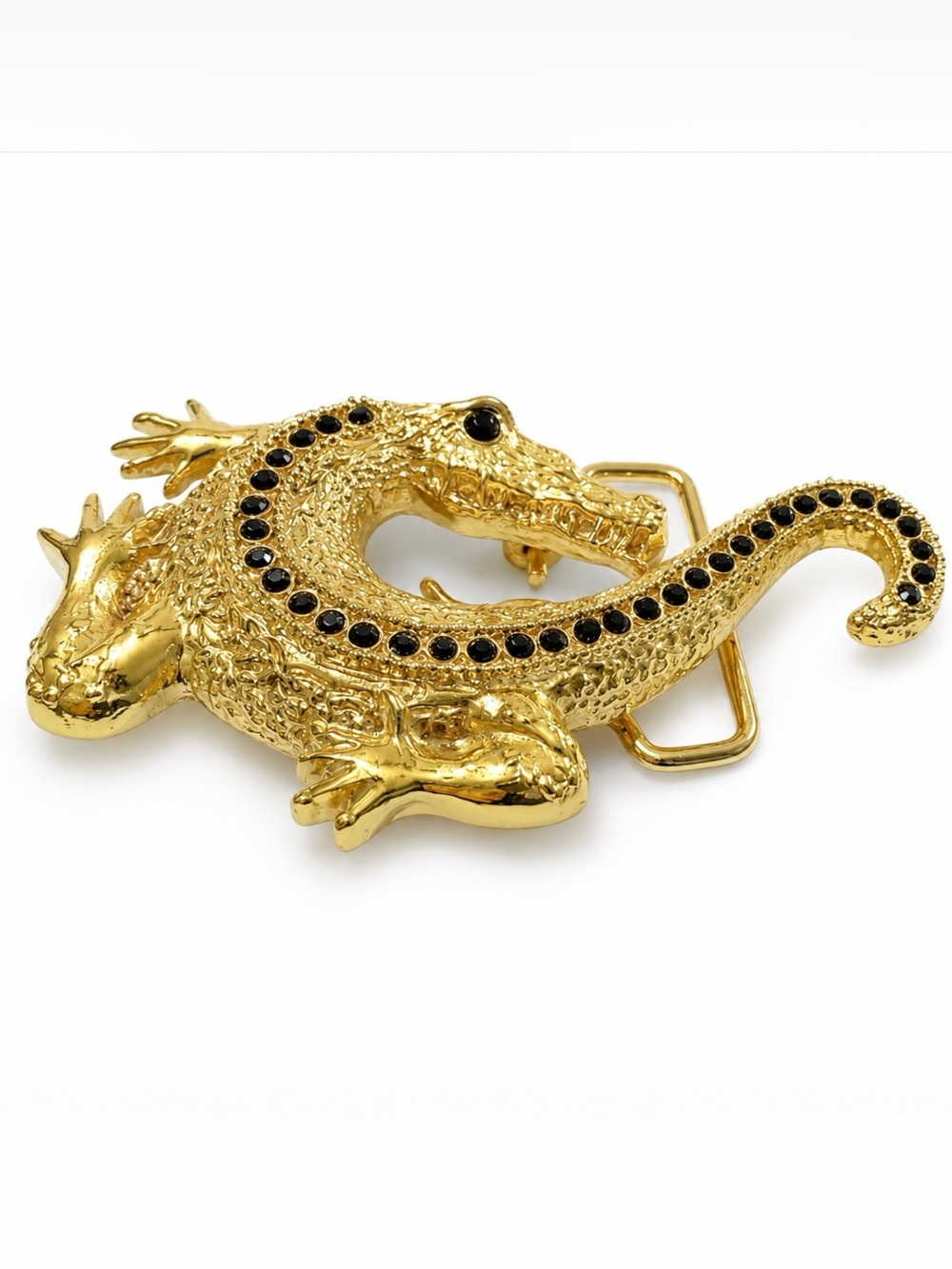 Gold Tone Alligator Belt Buckle Stamped - Picture 4 of 8